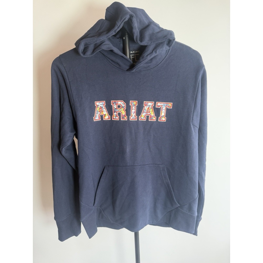 Ariat Women's Medium Navy  Equestrian 3D Logo 2.0 Hooded Sweatshirt Hoodie